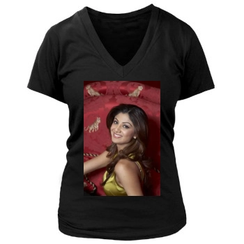 Shilpa Shetty Women's Deep V-Neck TShirt