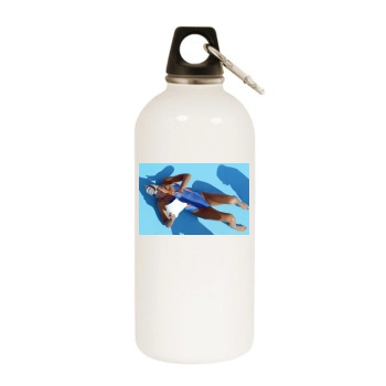 Franziska van Almsick White Water Bottle With Carabiner