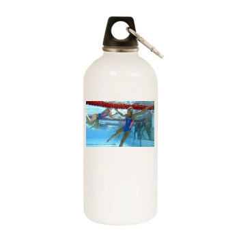 Franziska van Almsick White Water Bottle With Carabiner