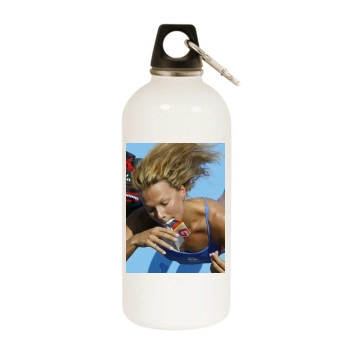 Franziska van Almsick White Water Bottle With Carabiner