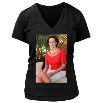 Sigourney Weaver Women's Deep V-Neck TShirt