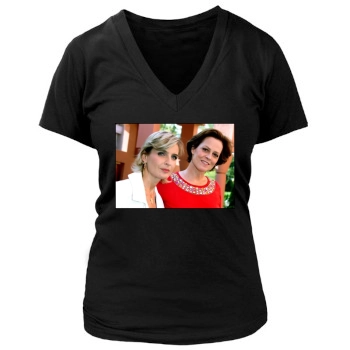 Sigourney Weaver Women's Deep V-Neck TShirt