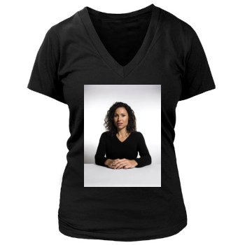 Minnie Driver Women's Deep V-Neck TShirt