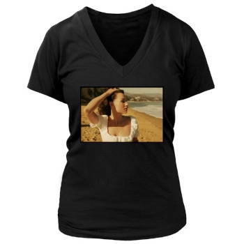 Minnie Driver Women's Deep V-Neck TShirt