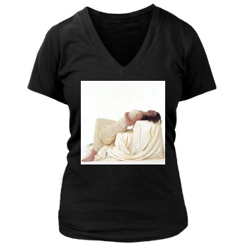 Minnie Driver Women's Deep V-Neck TShirt