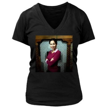 Minnie Driver Women's Deep V-Neck TShirt