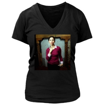 Minnie Driver Women's Deep V-Neck TShirt