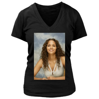 Halle Berry Women's Deep V-Neck TShirt