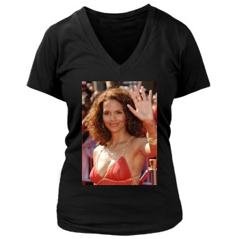 Halle Berry Women's Deep V-Neck TShirt