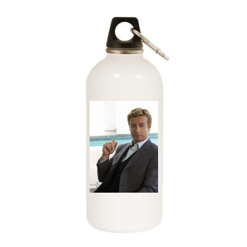 Simon Baker White Water Bottle With Carabiner