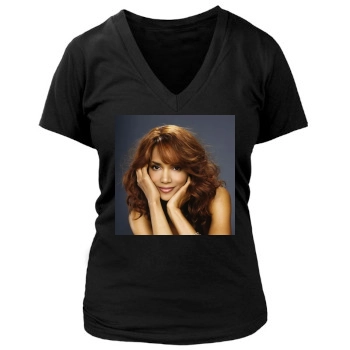 Halle Berry Women's Deep V-Neck TShirt