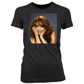 Halle Berry Women's Junior Cut Crewneck T-Shirt