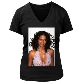 Halle Berry Women's Deep V-Neck TShirt