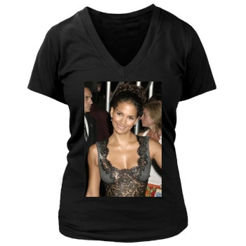 Halle Berry Women's Deep V-Neck TShirt