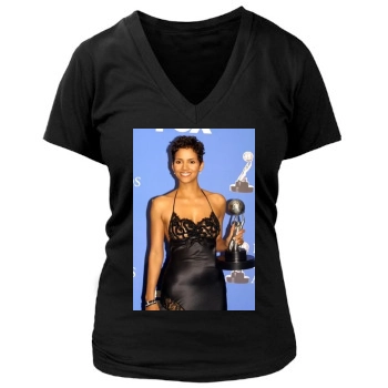 Halle Berry Women's Deep V-Neck TShirt