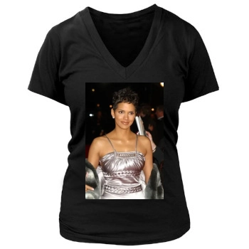 Halle Berry Women's Deep V-Neck TShirt