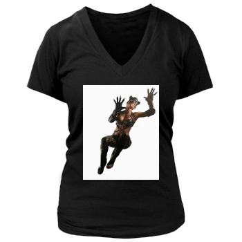 Halle Berry Women's Deep V-Neck TShirt