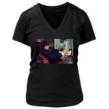 Sophie Marceau Women's Deep V-Neck TShirt