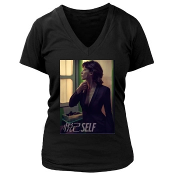 Sophie Marceau Women's Deep V-Neck TShirt