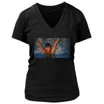 Sophie Marceau Women's Deep V-Neck TShirt