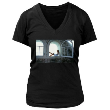 Sophie Marceau Women's Deep V-Neck TShirt