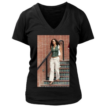 Halle Berry Women's Deep V-Neck TShirt