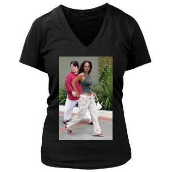 Halle Berry Women's Deep V-Neck TShirt