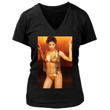 Halle Berry Women's Deep V-Neck TShirt