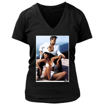 Halle Berry Women's Deep V-Neck TShirt