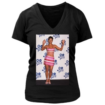 Halle Berry Women's Deep V-Neck TShirt