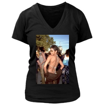 Halle Berry Women's Deep V-Neck TShirt