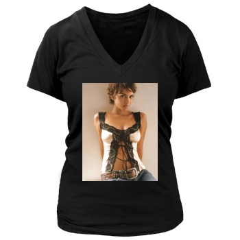 Halle Berry Women's Deep V-Neck TShirt