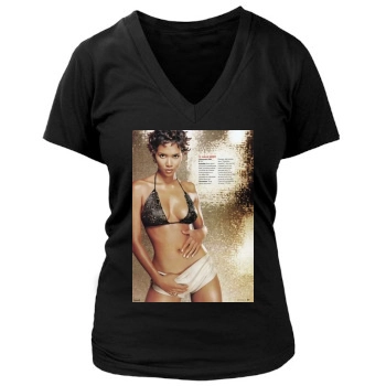 Halle Berry Women's Deep V-Neck TShirt