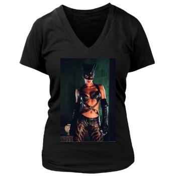 Halle Berry Women's Deep V-Neck TShirt