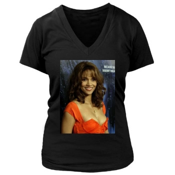 Halle Berry Women's Deep V-Neck TShirt