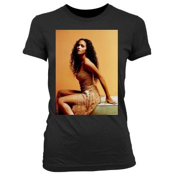 Halle Berry Women's Junior Cut Crewneck T-Shirt