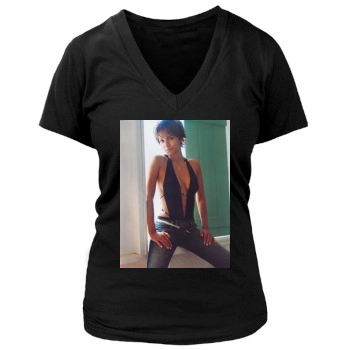 Halle Berry Women's Deep V-Neck TShirt