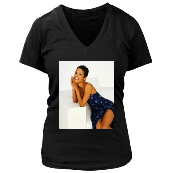 Halle Berry Women's Deep V-Neck TShirt