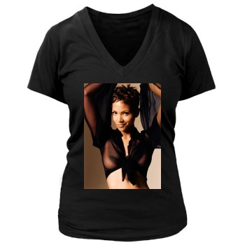 Halle Berry Women's Deep V-Neck TShirt