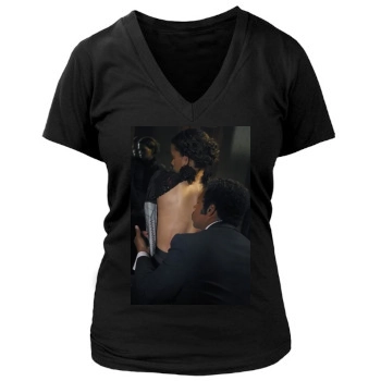 Halle Berry Women's Deep V-Neck TShirt