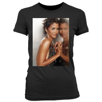 Halle Berry Women's Junior Cut Crewneck T-Shirt