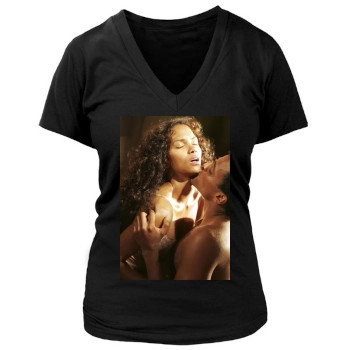 Halle Berry Women's Deep V-Neck TShirt