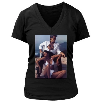 Halle Berry Women's Deep V-Neck TShirt