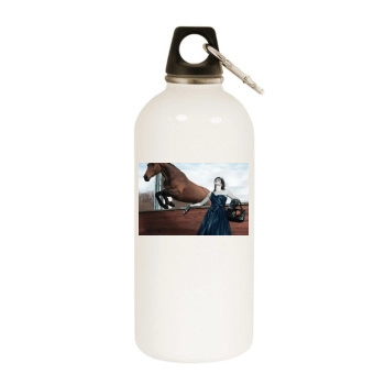 Stephanie Seymour White Water Bottle With Carabiner