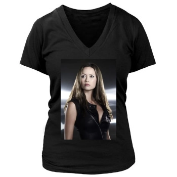 Summer Glau Women's Deep V-Neck TShirt