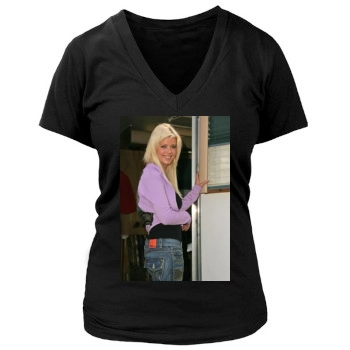 Tara Reid Women's Deep V-Neck TShirt