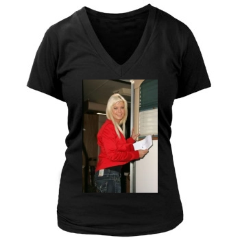 Tara Reid Women's Deep V-Neck TShirt