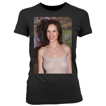 Hilary Swank Women's Junior Cut Crewneck T-Shirt