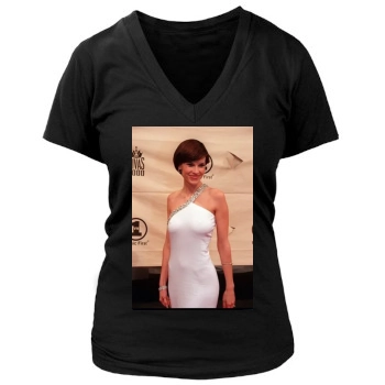 Hilary Swank Women's Deep V-Neck TShirt