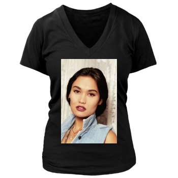 Tia Carrere Women's Deep V-Neck TShirt